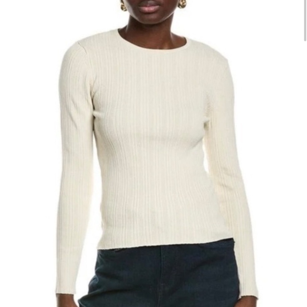 NWOT A&F Fitch Ivory Ribbed Knit Lightweight Wool Sweater Top; Women’s M
